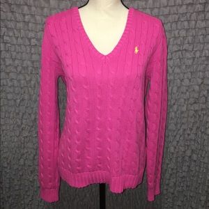 Pink Ralph Lauren V Neck Sweater
